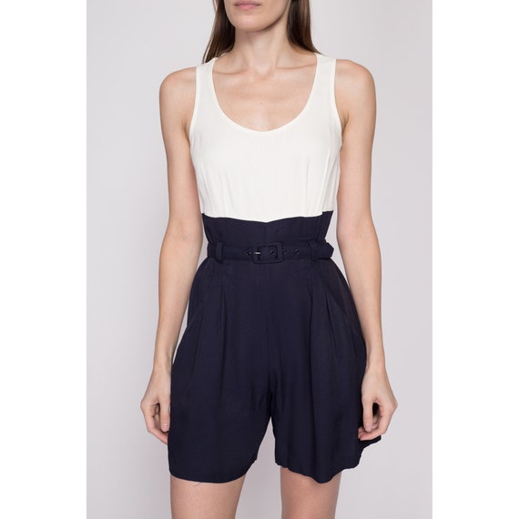 XS-Sm 80s Two Tone Belted Romper | Retro Vintage … - image 2