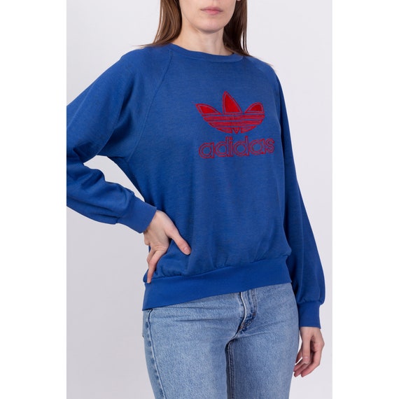 Medium 80s Adidas Trefoil Logo Distressed Sweatsh… - image 4