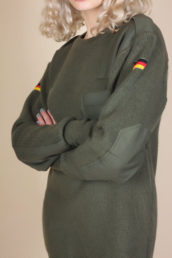 80 s allemand kaki kaki allemand armée pull - XL | Drapeau Vintage Patch vert militaire pull 518e88 80 s allemand kaki kaki allemand armée pull - XL | Drapeau Vintage Patch vert militaire pull 518e88