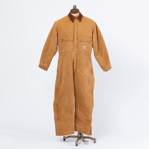 Vintage 90s Carhartt Tan Insulated Coveralls - 46 Short | Cotton