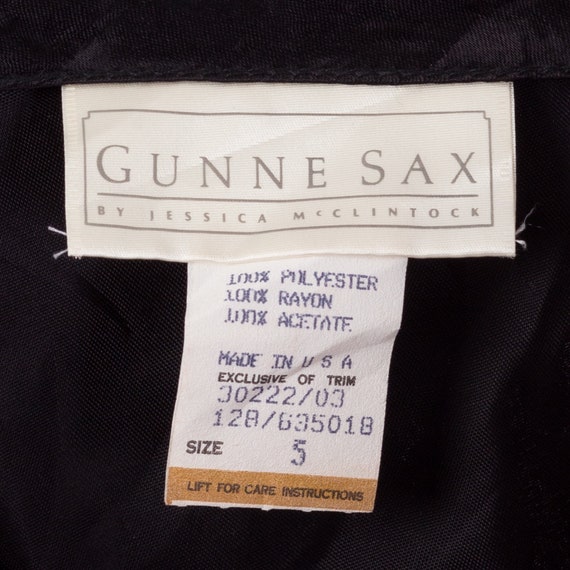 80s Gunne Sax Black Lace Low Back Party Dress Ext… - image 9