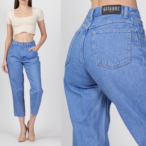 Petit jean taille haute Gitano des années 90 Petite 25,5 vintage Tapered Leg Short Inseam Bright Blue Mom Jeans image 1