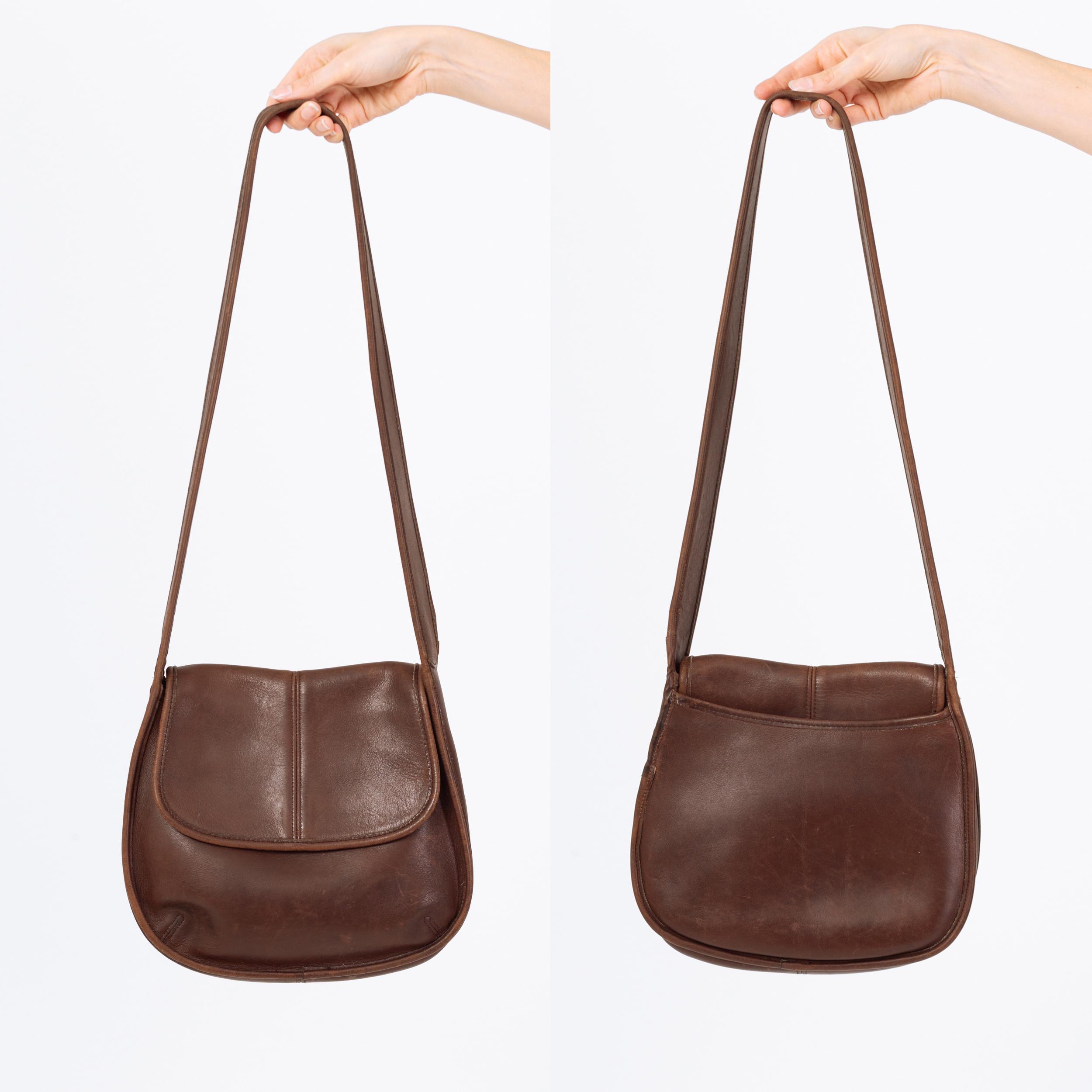 Vintage 90s Coach Ergo Brown Leather Flap Bag | Authentic Designer