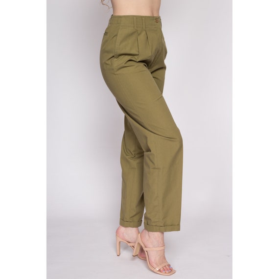 Medium 80s Olive High Waisted Trousers 28" | Vint… - image 4