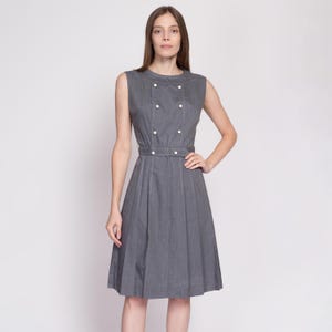 Medium 1960s Wool Dress Gray Double Breasted Casual