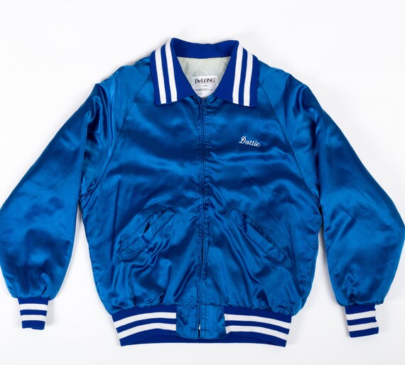 80s Swing Dancing Satin Bomber Jacket Men's Medium, W… Gem