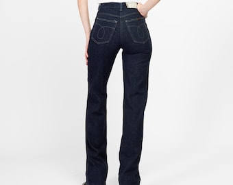 XS 70s Dee Cee Super Dark Wash Deadstock Jeans NWT 25" | Vintage Denim Bootcut NOS Western Jeans