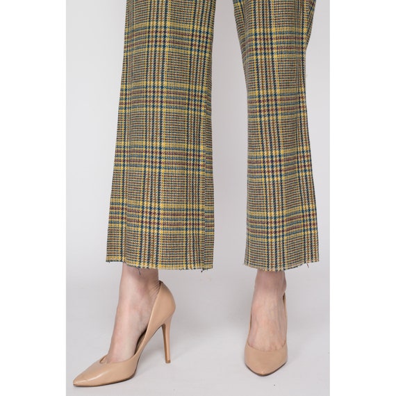 Small 70s Yellow & Blue Plaid High Waisted Pants … - image 6