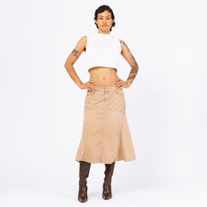 Vintage Y2K Ralph Lauren Tan Corduroy Trumpet Skirt - Medium, Size