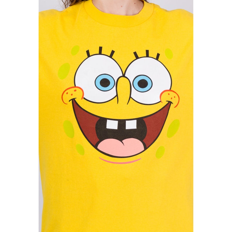Large Y2K Spongebob I'm Ready T Shirt Vintage 2001 Yellow Nickelodeon Cartoon Graphic Tee image 6