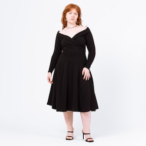 slim fit dress slacks Jovani 06637 - Tea Length A-Line Dress
