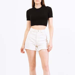 Vintage 90s White Cut Off Jean Shorts - Extra Small, 24.5&quot; | High Waisted Denim Cutoffs, Summer Festival Shorts