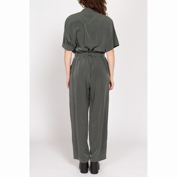 Large 90s Olive Green Double Breasted Jumpsuit | … - image 5