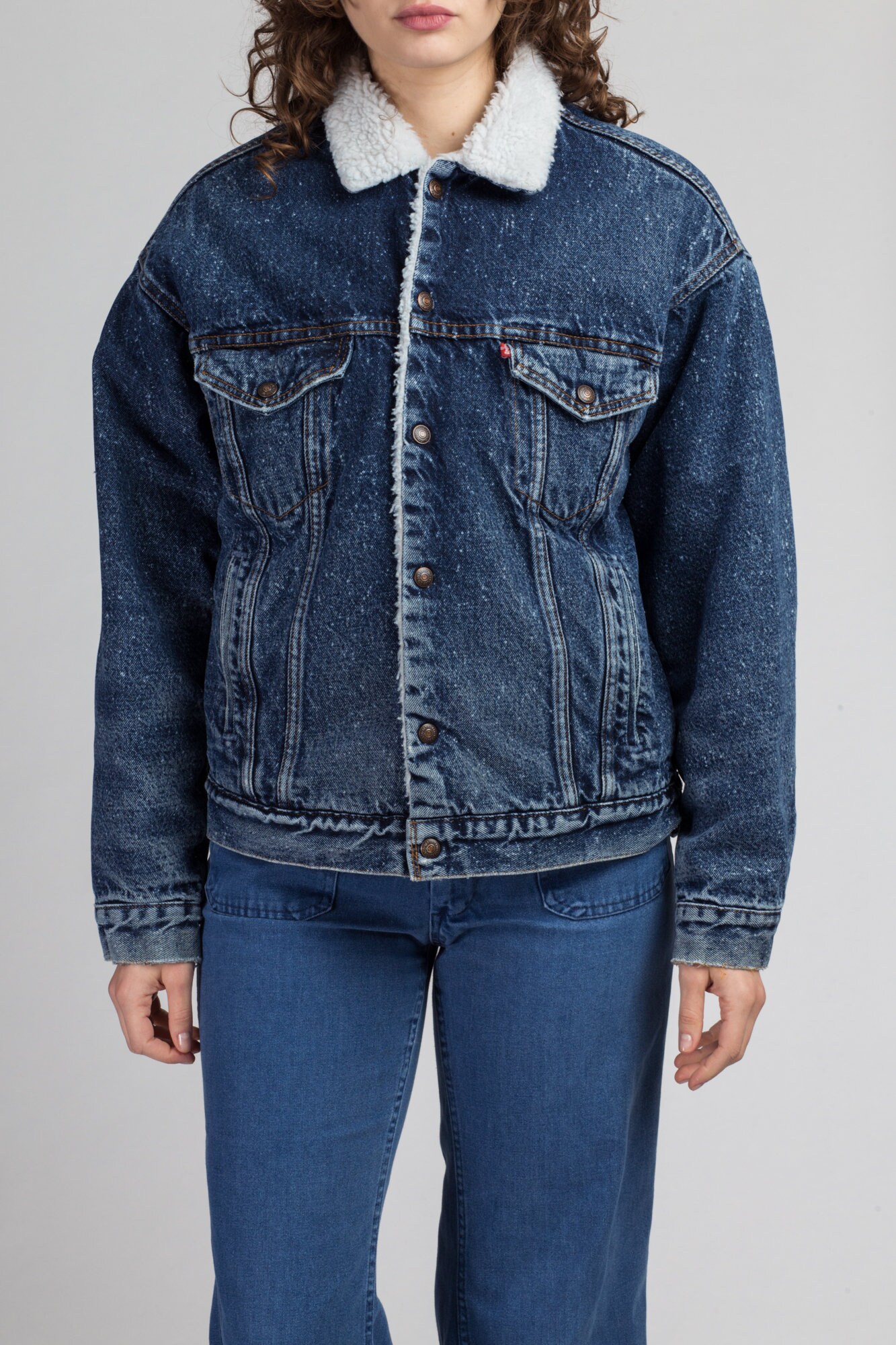 Levi's shearling denim jacket womens cheap
