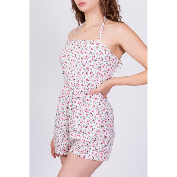 Sm-Med 1950s Novelty Print Halter Playsuit | Vint… - image 3