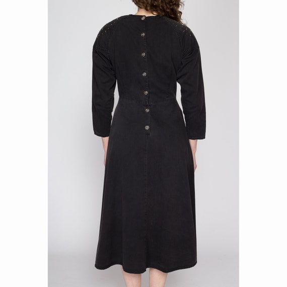 Small 80s Black Studded Button Back Midi Dress | … - image 5