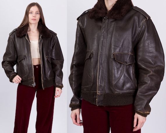 70s Schott G-1 Brown Leather Bomber Flight Jacket… - image 1