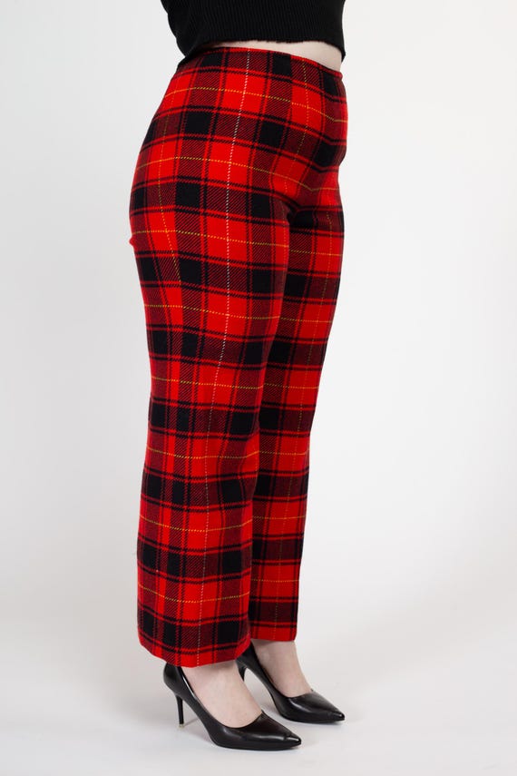 Medium 70s Pendleton Red Plaid Wool Trousers 30" … - image 4