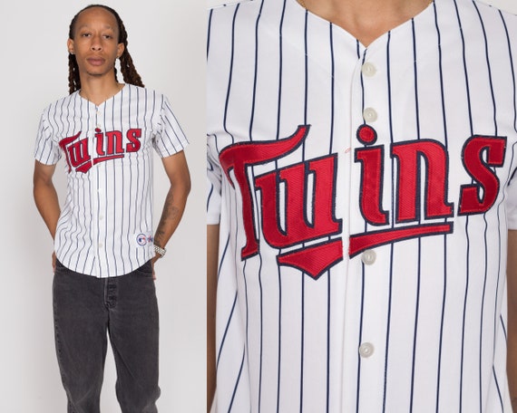 Petit maillot de baseball a rayures MLB des Minnesota Twins Majestic des annees 90 Chemise d uniforme athletique streetwear vintage Etsy France