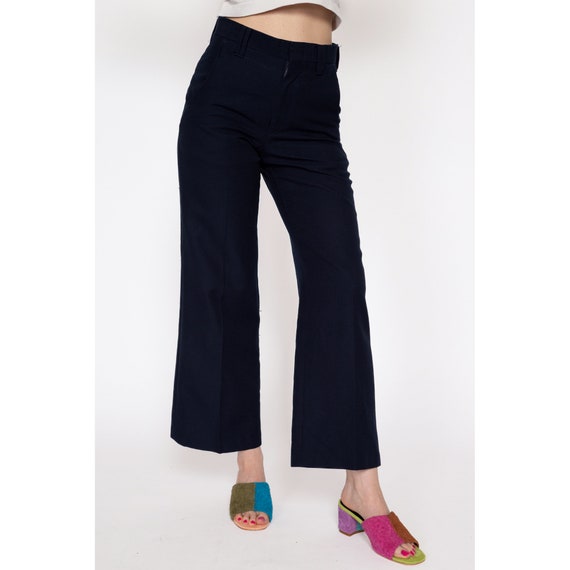 XS 70s Levi's Midnight Blue High Waisted Flared P… - image 3