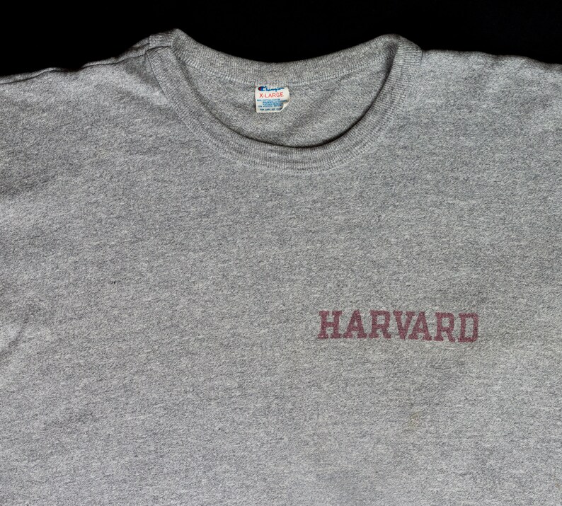 80s Harvard University Champion T Shirt Extra Large Vintage Heather Gray Graphic Collegiate Tee image 3