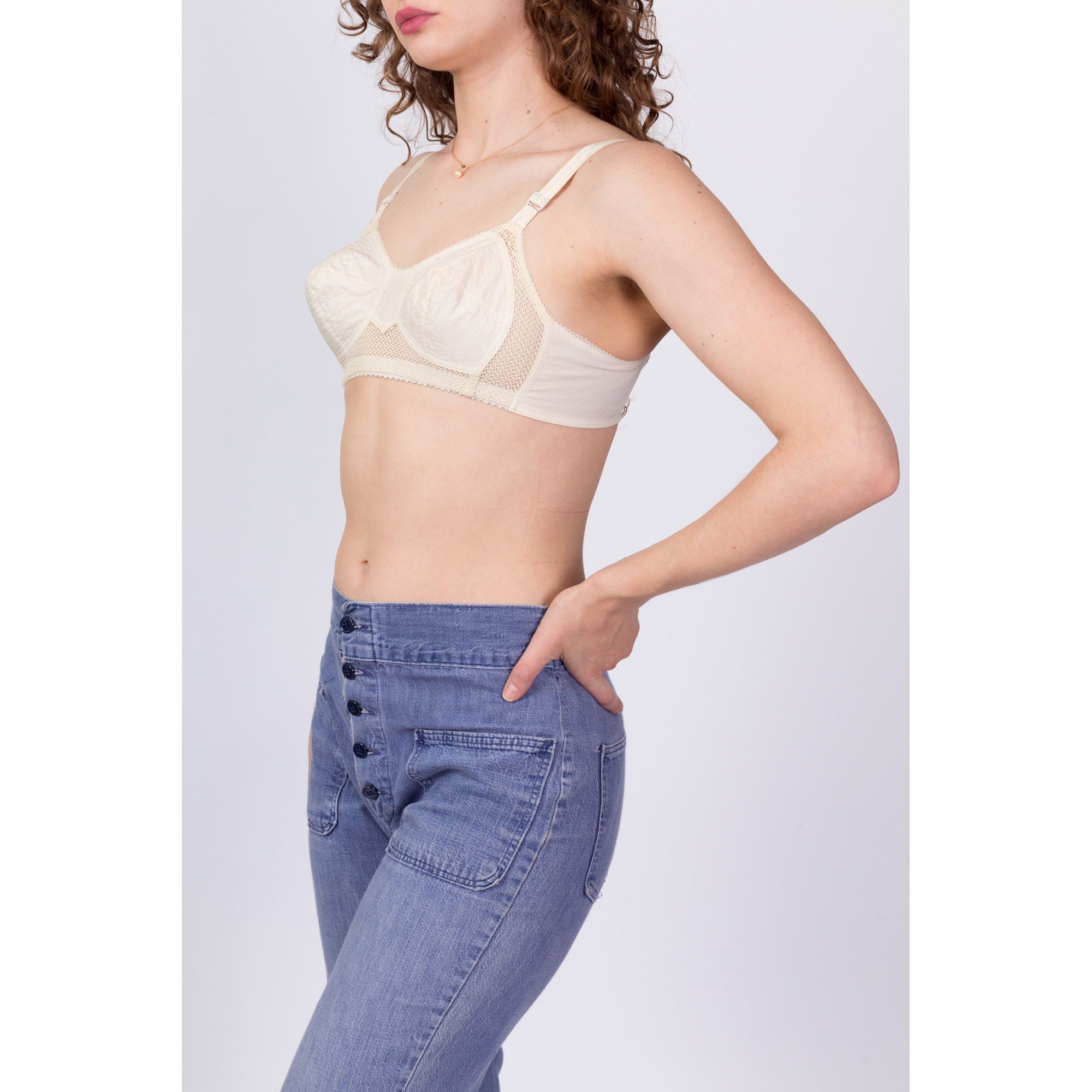 1950s White Cotton Bullet Bra 30A Vintage 50s Pin up Etsy