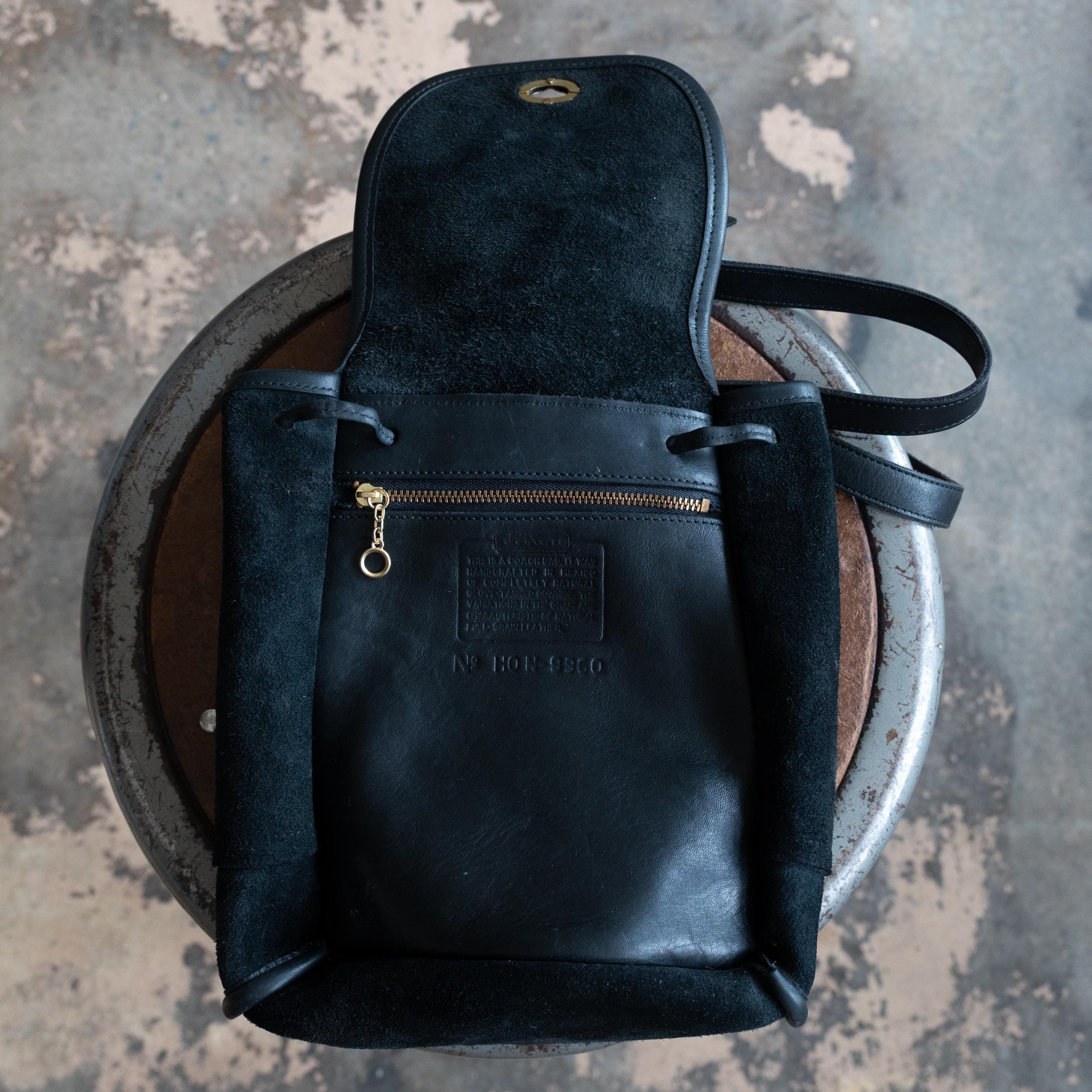 Vintage 90s Coach Black Leather Daypack | #9960 Designer 