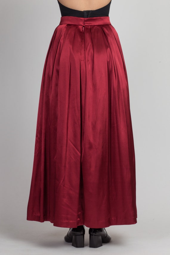 70s Burgundy Satin Pleated Maxi Skirt Extra Small… - image 5