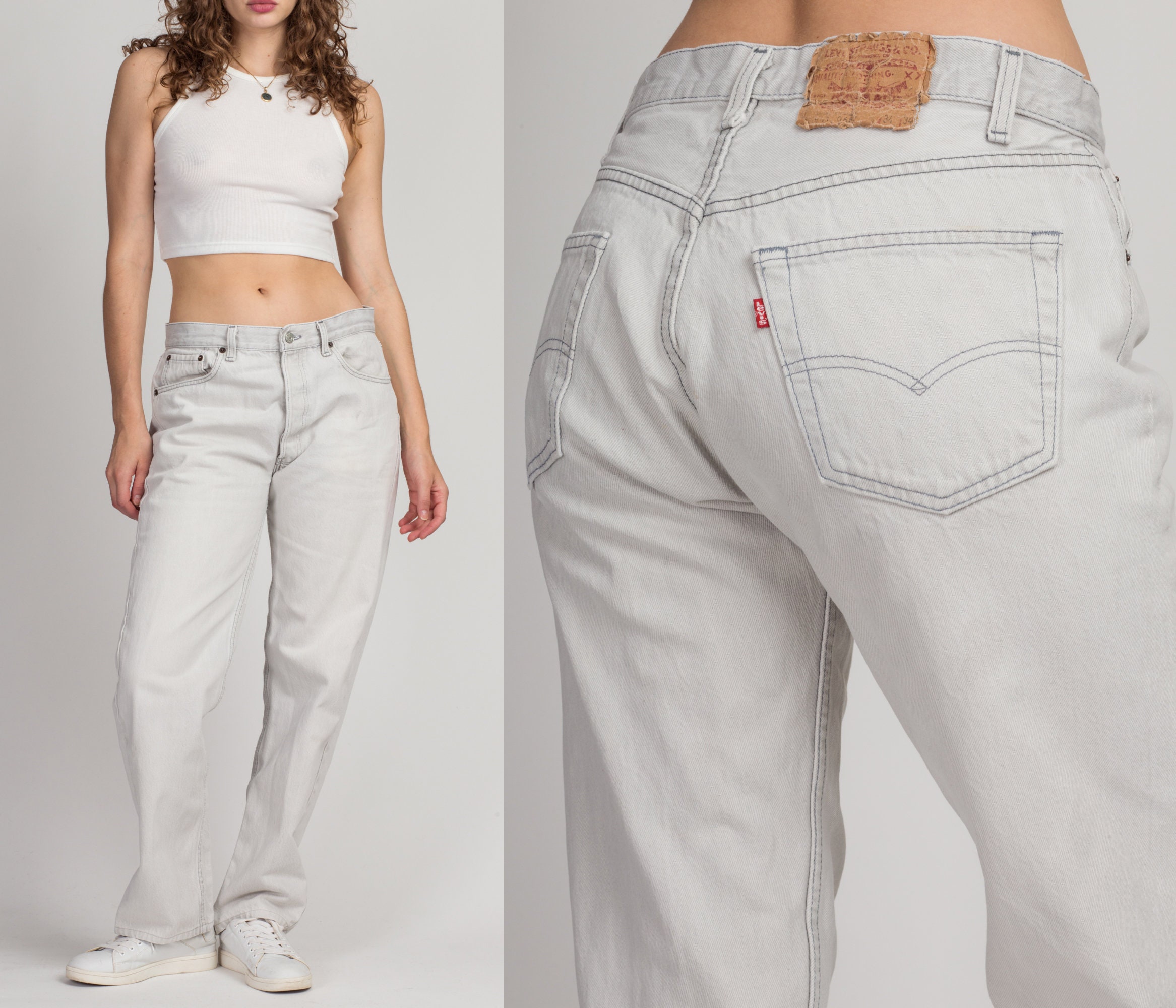 501 Grey Denim Jeans 34x34 90s Straight 