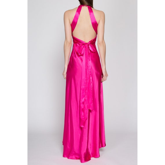 Sm-Med 90s Hot Pink Satin Backless Evening Gown |… - image 5