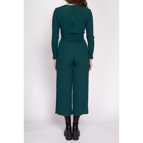 90s Grunge Emerald Green Tie Front Jumpsuit Small… - image 5
