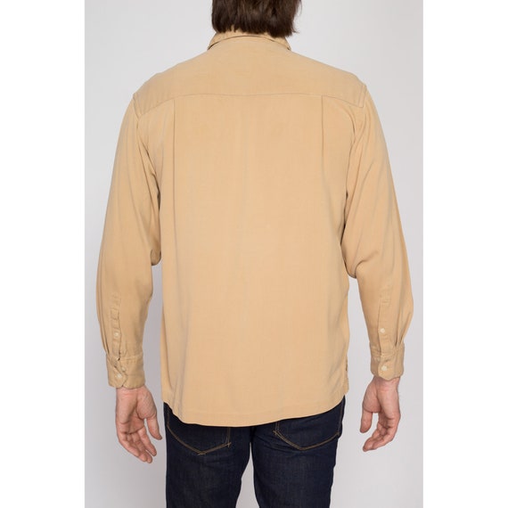 Medium 90s Geoffrey Beene Tan Ribbed Silk Shirt |… - image 6