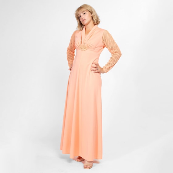 fitted lace wedding dress Buy Peach Floral Maxi Dress with Long Sleeves