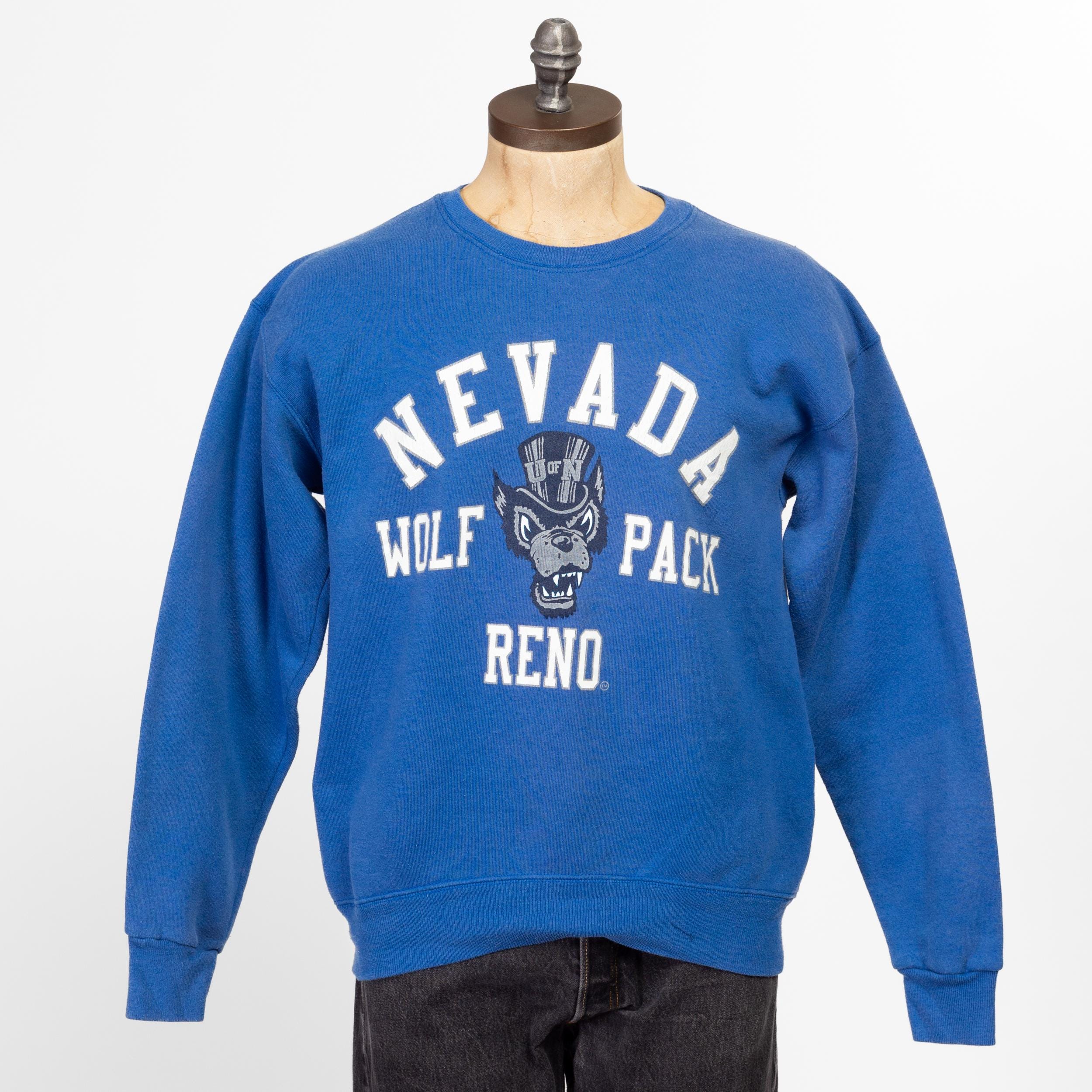 Large 90s University Of Nevada Wolf Pack Sweatshirt Vintage Blue NCAA  Football Graphic Crewneck Sweater