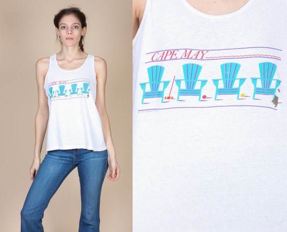 80s Cape May Tank Top - Medium | Vintage New Jersey Graphic Travel Shirt