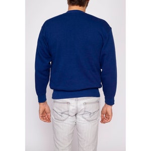 90s Dark Blue Crewneck Sweatshirt Men's Medium Vintage Fruit Of The Loom Unisex Plain Pullover image 5
