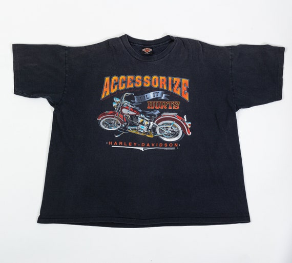 XXL. Harley Davidson des années 90 Accessoiriser jusquà ce que ça fasse mal  T-shirt Homme XXL T-shirt de motard vintage noir A.D. Farrow Columbus  Motorcycle Graphic Biker -  France