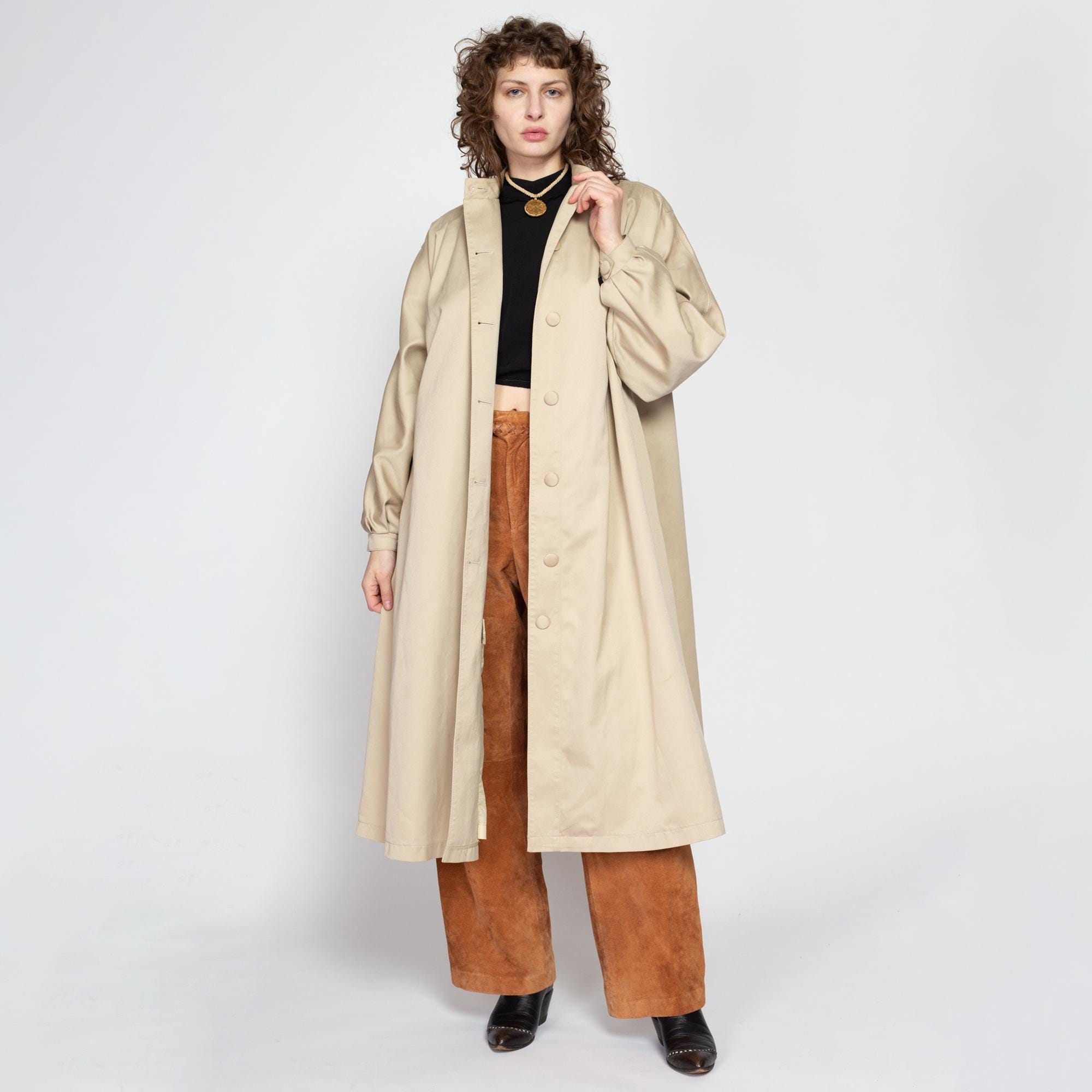 80s Misty Harbor Khaki Tent Trench Coat - Large | Vintage
