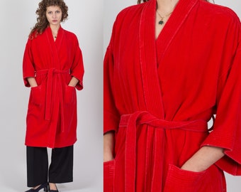 Accappatoio in spugna rossa anni '80 unisex taglia unica / vintage after-hour di Diplomat Accappatoio loungewear