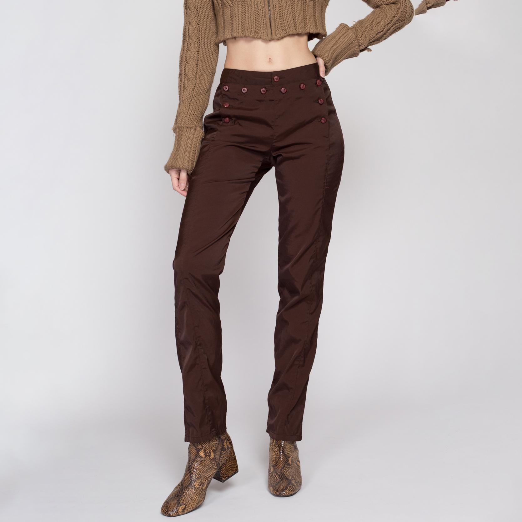 Small 90s Z Cavaricci Chocolate Brown Sailor Pants | Vintage