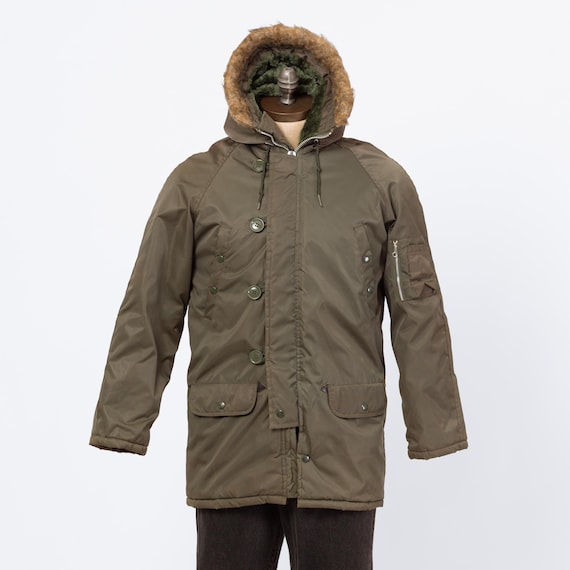 Vintage 80s Arctic Parka Envoy N-3B Hooded Flight Jacket - Small