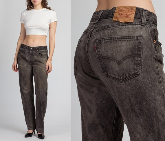 Vintage Levi's 501 Faded Black Denim Jeans - 33x32