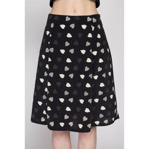 Medium 90s Black Heart Print Mini Skirt 27 Vintage High Waisted A Line ...