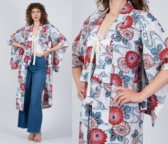 Sm-Med Vintage Floral Kimono | Boho Japanese Cott… - image 1