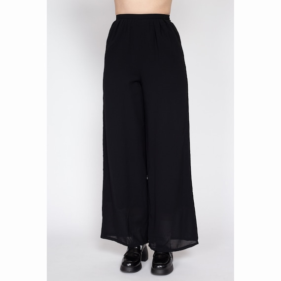 XS Y2K Black High Waisted Sheer Illusion Wide Leg… - image 3