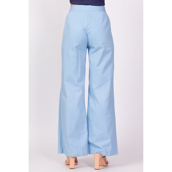70s Baby Blue Woven Pocket Flared Pants Extra Sma… - image 5
