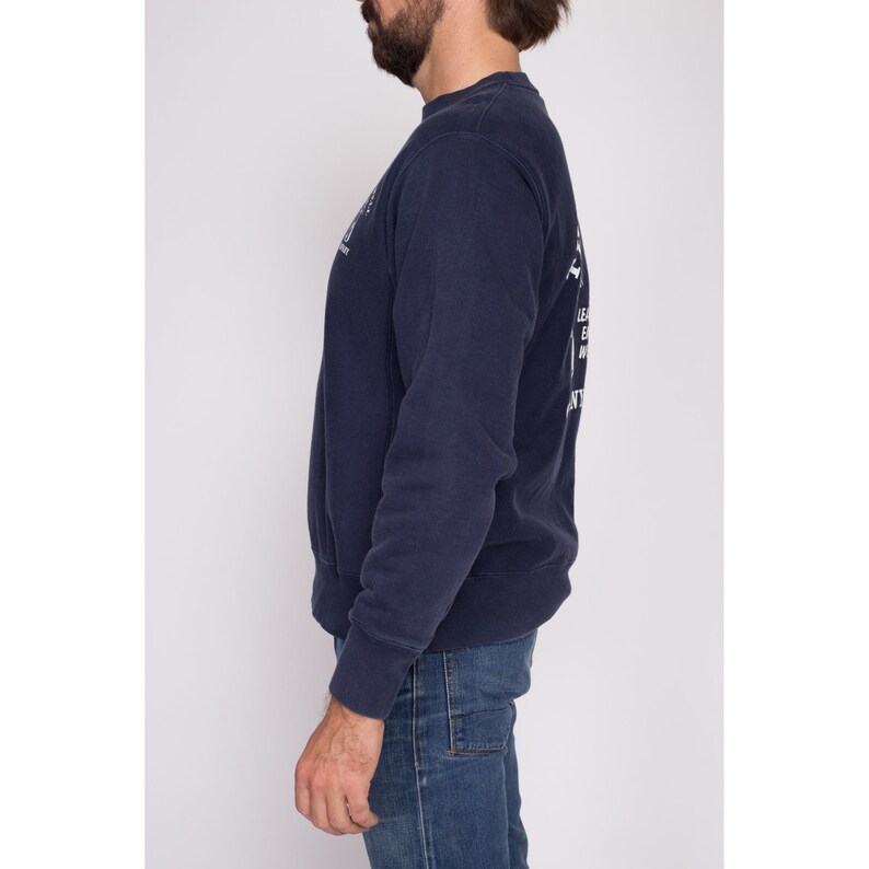 Medium Champion Reverse Weave The Wash Well Company Sweatshirt Y2K Navy Blue Funny Graphic Crewneck image 4