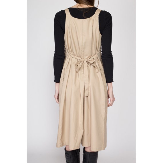 Medium 70s Khaki Midi Pinafore Tent Dress | Vinta… - image 5