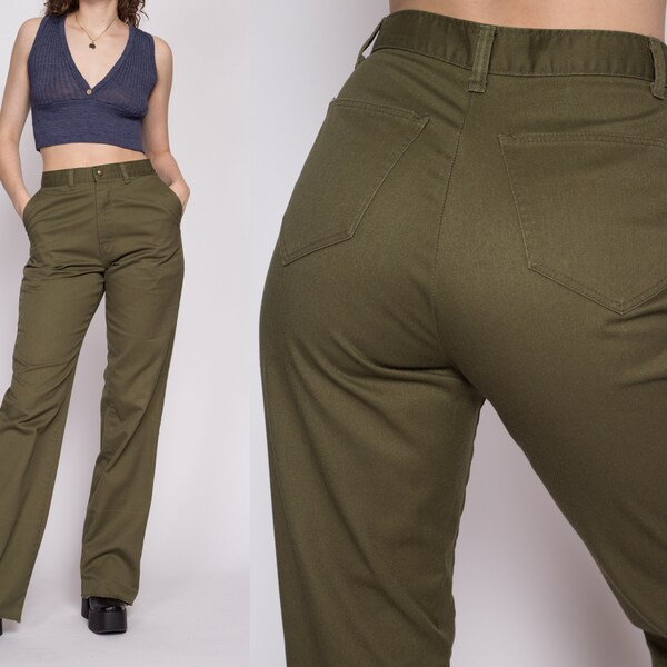 70s Boy Scout Uniform Pants Men's Small, Women's Medium, 28.5" | Vintage Olive Green High Waisted Straight Leg Utility Trousers