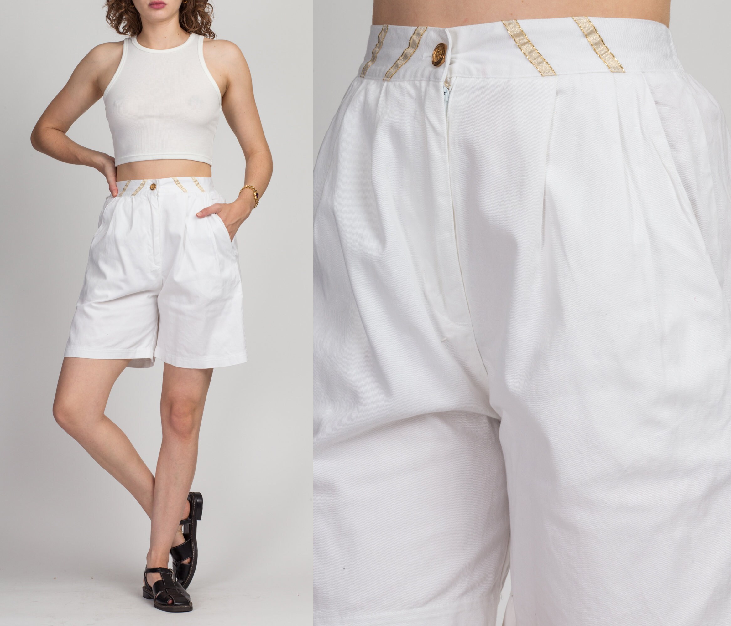 90s High Waist White Shorts Medium 